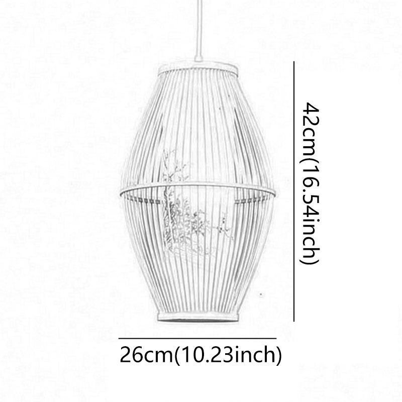 Lampada a sospensione in bambù fatta a mano, 1 luce, E26/E27, cavo 140 cm regolabile
