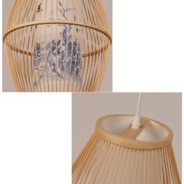 Lampada a sospensione in bambù fatta a mano, 1 luce, E26/E27, cavo 140 cm regolabile