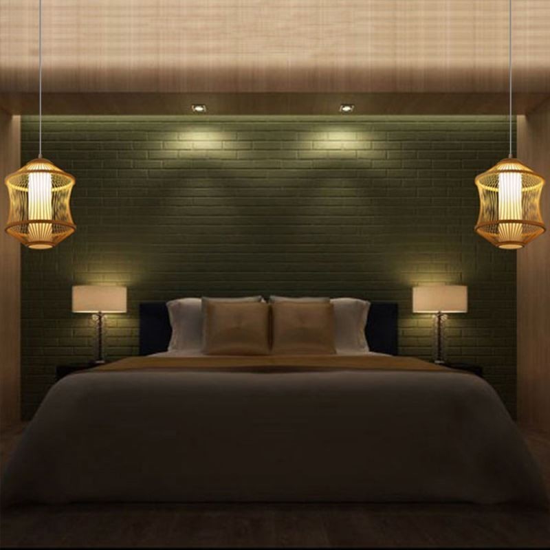 Lampada a sospensione Visual Comfort Bamboo a gabbia