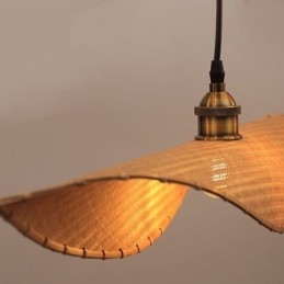 Lampada a sospensione a foglia in bambù, tessuta a mano, 1/2/3/4 luci, E26/E27