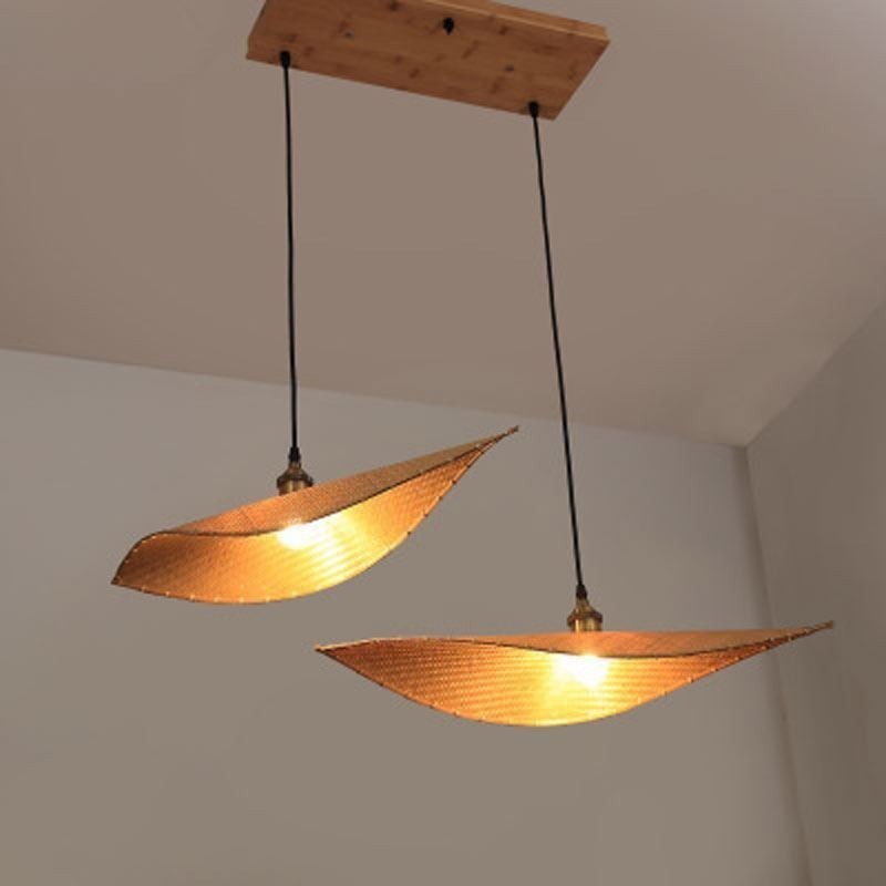 Lampada a sospensione a foglia in bambù, tessuta a mano, 1/2/3/4 luci, E26/E27