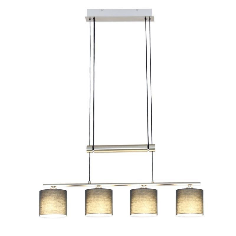 Lampada a sospensione moderna a 4 luci con paralume in tessuto regolabile in altezza