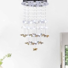 Lampada a sospensione nordica in vetro a farfalla, 6 luci GU10, 50 x 50 x 100 cm