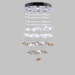 Lampada a sospensione nordica in vetro a farfalla, 6 luci GU10, 50 x 50 x 100 cm