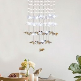 Lampada a sospensione nordica in vetro a farfalla, 6 luci GU10, 50 x 50 x 100 cm