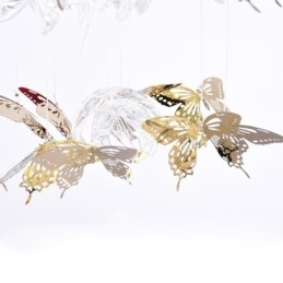 Lampada a sospensione nordica in vetro a farfalla, 6 luci GU10, 50 x 50 x 100 cm