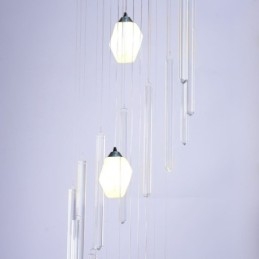 Lampadario a sospensione moderno a grappolo in cristallo per scale duplex 40×215 cm