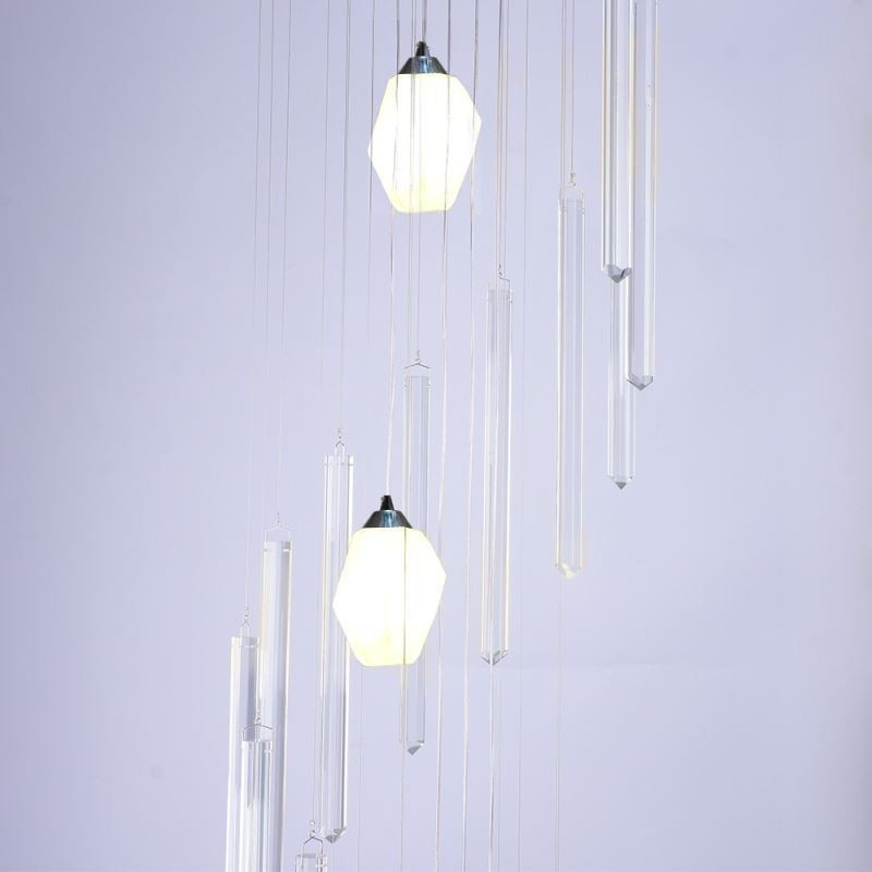 Lampadario a sospensione moderno a grappolo in cristallo per scale duplex 40×215 cm