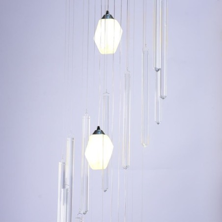 Lampadario a sospensione moderno a grappolo in cristallo per scale duplex 40×215 cm