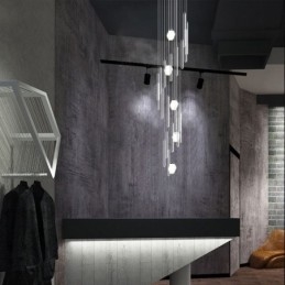 Lampadario a sospensione moderno a grappolo in cristallo per scale duplex 40×215 cm