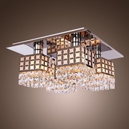 Lampadario a filo moderno in cristallo e acciaio inox Living 4 luci