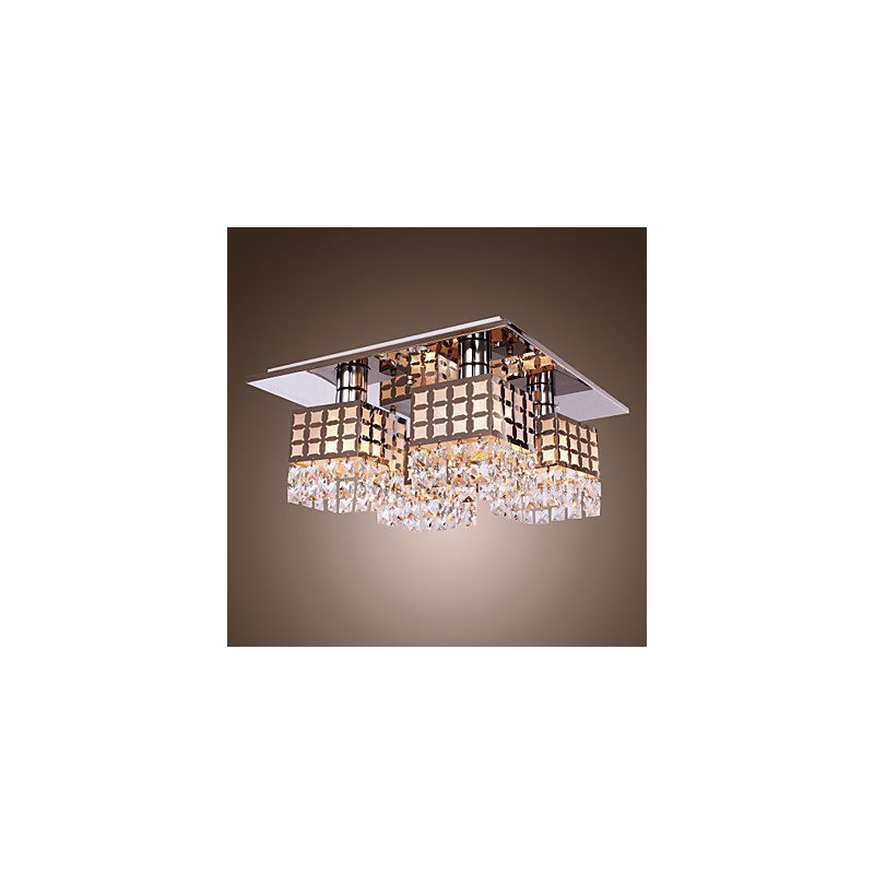 Lampadario a filo moderno in cristallo e acciaio inox Living 4 luci