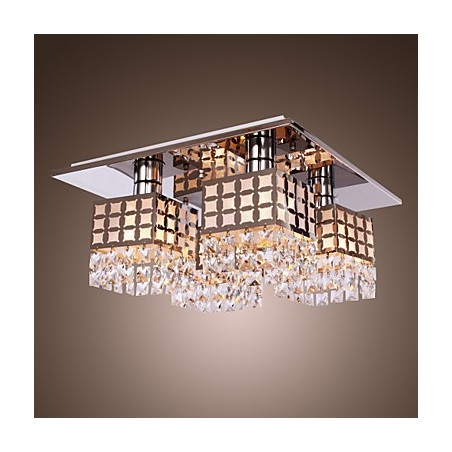 Lampadario a filo moderno in cristallo e acciaio inox Living 4 luci