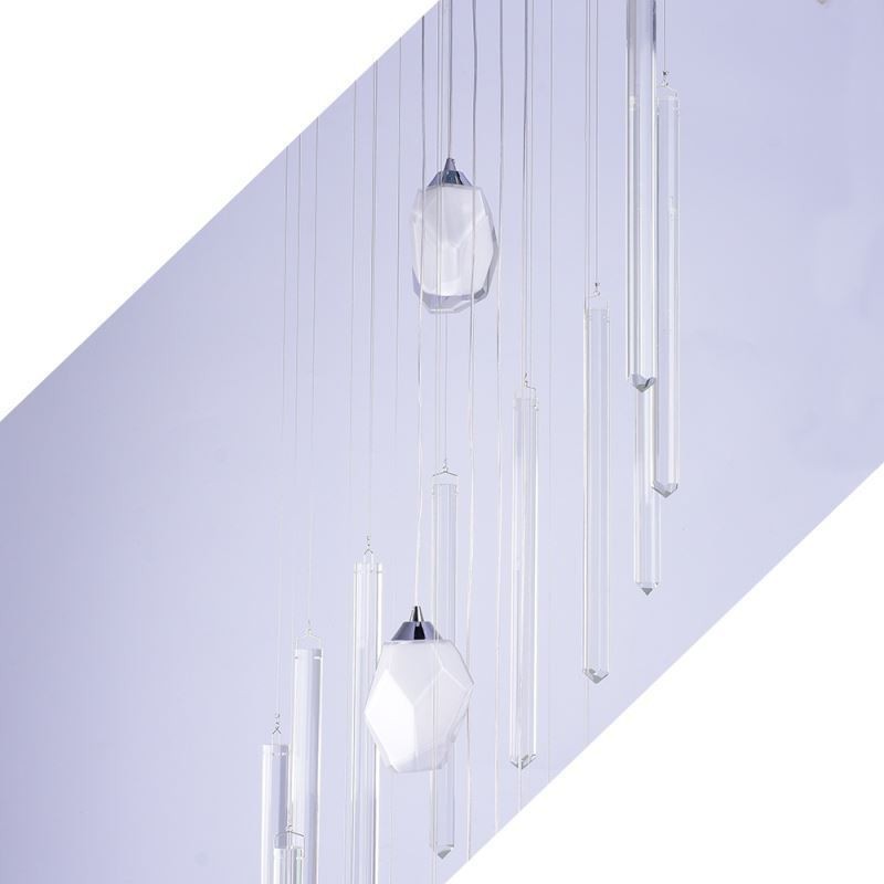 Lampadario a sospensione moderno a grappolo in cristallo per scale duplex 40×215 cm