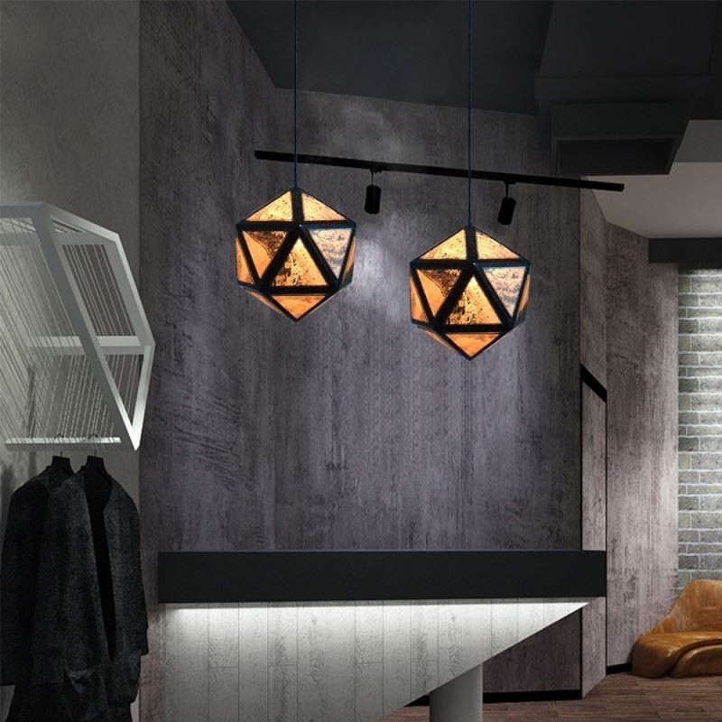 Lampada a sospensione geometrica a diamante traslucida 3D