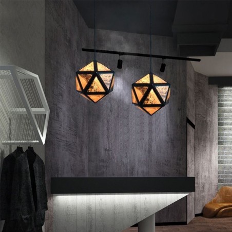 Lampada a sospensione geometrica a diamante traslucida 3D