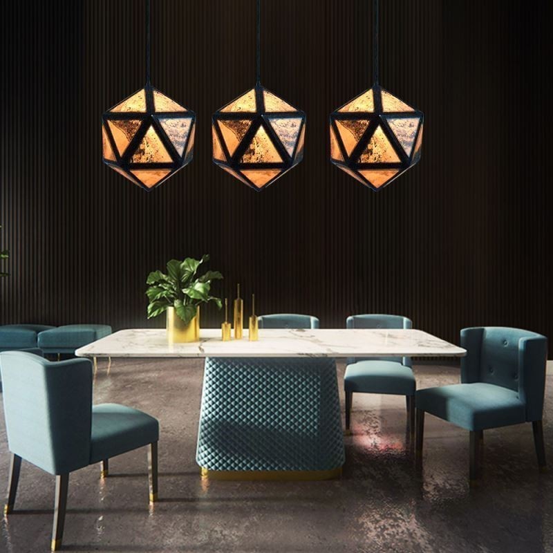 Lampada a sospensione geometrica a diamante traslucida 3D