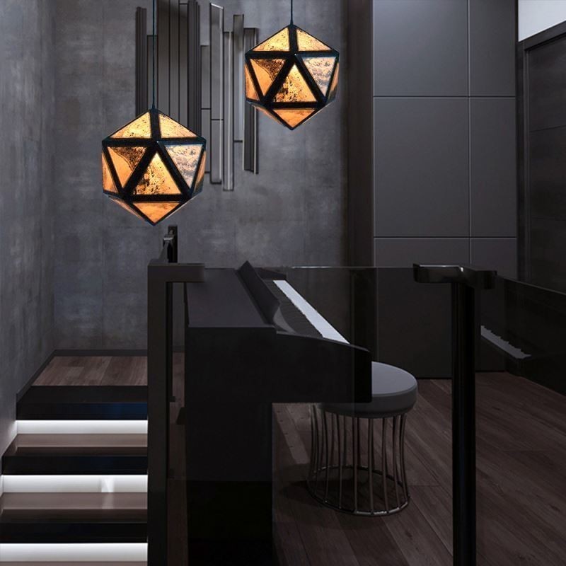 Lampada a sospensione geometrica a diamante traslucida 3D