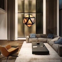 Lampada a sospensione geometrica a diamante traslucida 3D