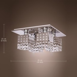 Lampadario a filo moderno in cristallo e acciaio inox Living 4 luci