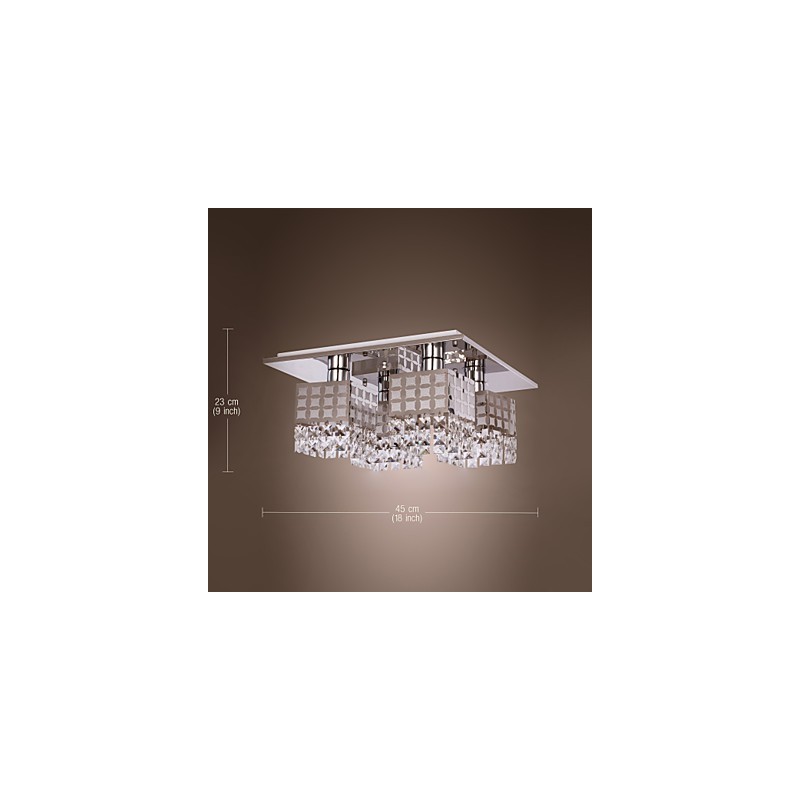 Lampadario a filo moderno in cristallo e acciaio inox Living 4 luci