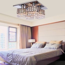 Lampadario a filo moderno in cristallo e acciaio inox Living 4 luci
