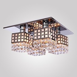 Lampadario a filo moderno in cristallo e acciaio inox Living 4 luci