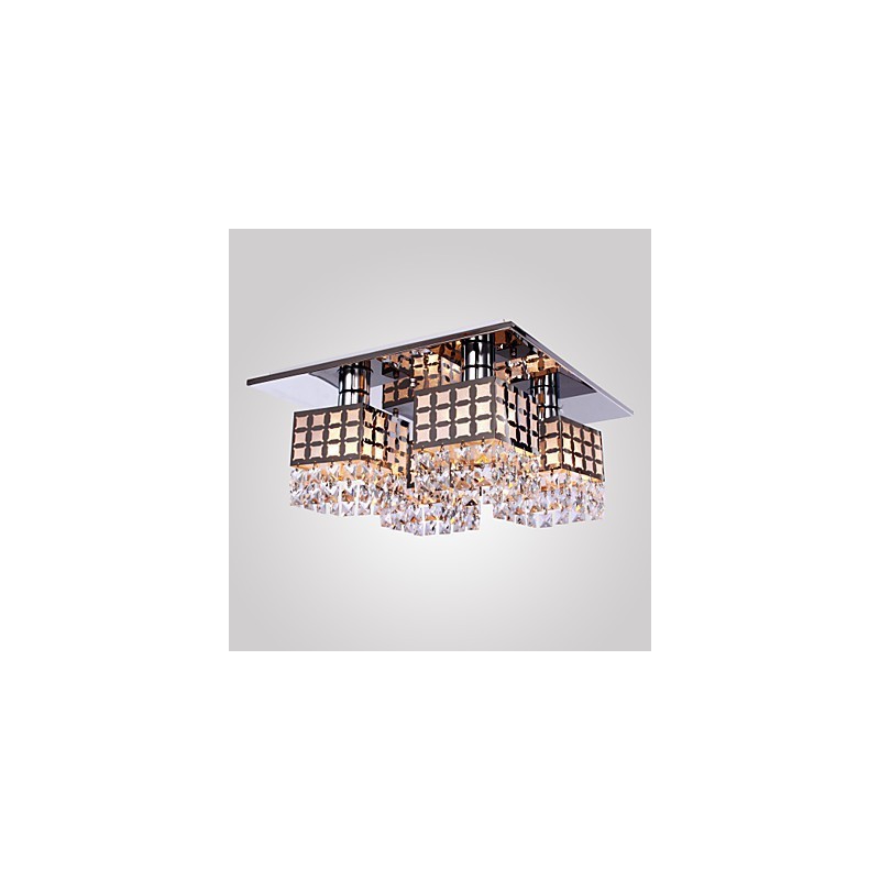 Lampadario a filo moderno in cristallo e acciaio inox Living 4 luci