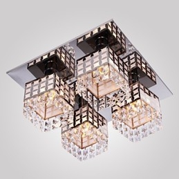 Lampadario a filo moderno in cristallo e acciaio inox Living 4 luci