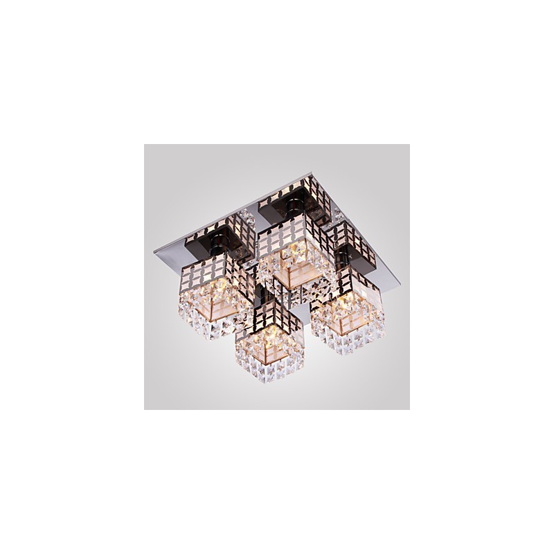 Lampadario a filo moderno in cristallo e acciaio inox Living 4 luci