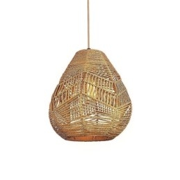 Lampada a sospensione nordica retrò con paralume intrecciato a mano in corda di carta naturale