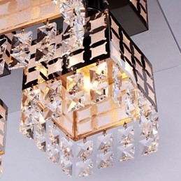 Lampadario a filo moderno in cristallo e acciaio inox Living 4 luci