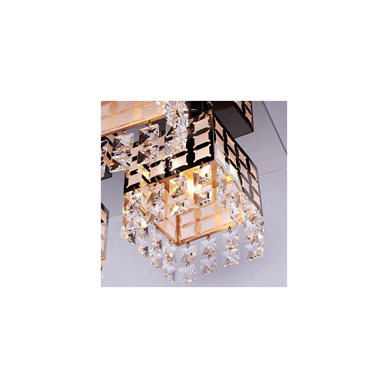 Lampadario a filo moderno in cristallo e acciaio inox Living 4 luci