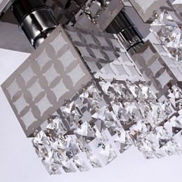 Lampadario a filo moderno in cristallo e acciaio inox Living 4 luci