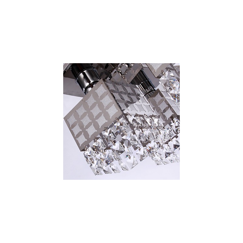 Lampadario a filo moderno in cristallo e acciaio inox Living 4 luci