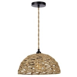 Lampada a sospensione rustica in corda di carta intrecciata a mano, paralume 30 cm