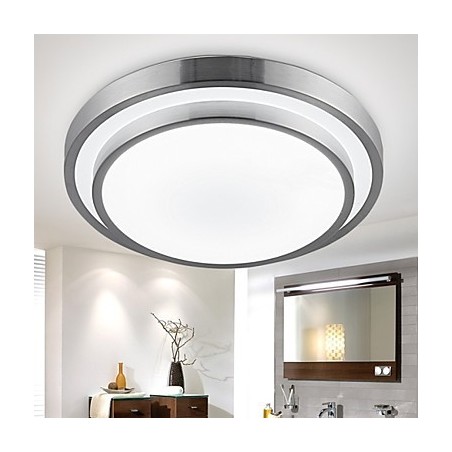 Plafoniera da incasso rotonda moderna LED integrato 35 cm bianca e argento