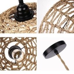 Lampada a sospensione rustica in corda di carta intrecciata a mano, paralume 30 cm