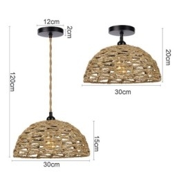 Lampada a sospensione rustica in corda di carta intrecciata a mano, paralume 30 cm