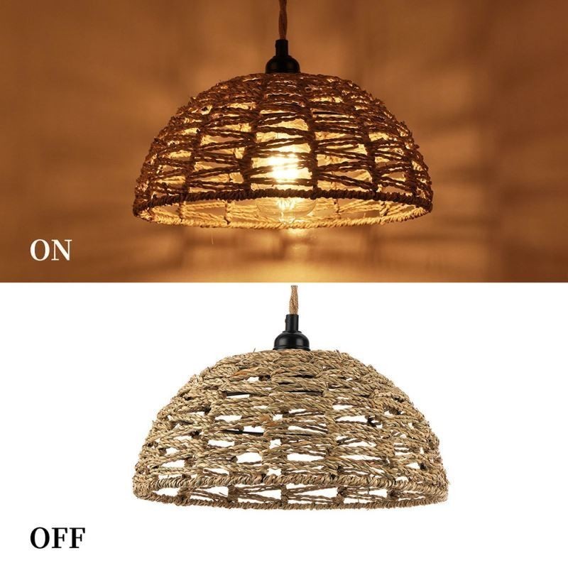 Lampada a sospensione rustica in corda di carta intrecciata a mano, paralume 30 cm