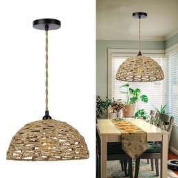 Lampada a sospensione rustica in corda di carta intrecciata a mano, paralume 30 cm