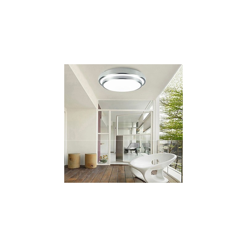 Plafoniera da incasso rotonda moderna LED integrato 35 cm bianca e argento