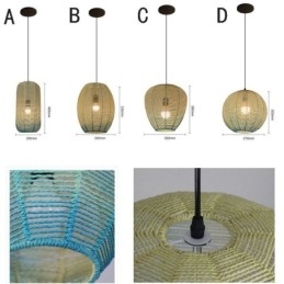 Lampada a sospensione in corda di carta blu sfumato stile country retrò