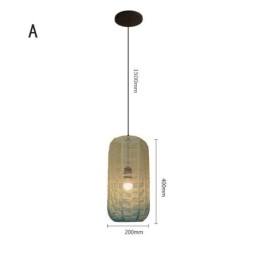Lampada a sospensione in corda di carta blu sfumato stile country retrò