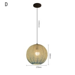 Lampada a sospensione in corda di carta blu sfumato stile country retrò
