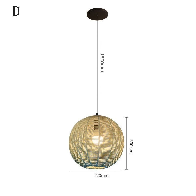 Lampada a sospensione in corda di carta blu sfumato stile country retrò