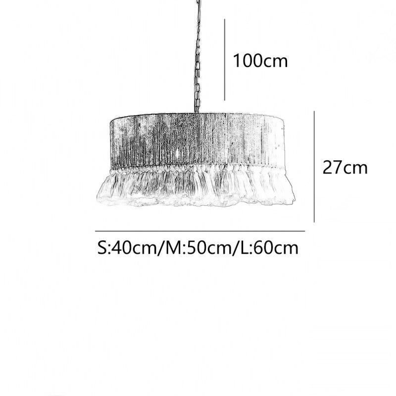 Lampada a sospensione bohémien retrò in corda di canapa e cotone, 40x27 cm
