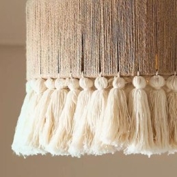 Lampada a sospensione bohémien retrò in corda di canapa e cotone, 40x27 cm