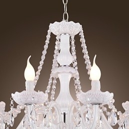 Lampadario moderno in cristallo bianco per soggiorno, 8 luci