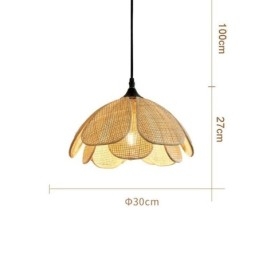 Lampada a sospensione in rattan retrò, paralume in bambù intrecciato, 30 × 27 cm